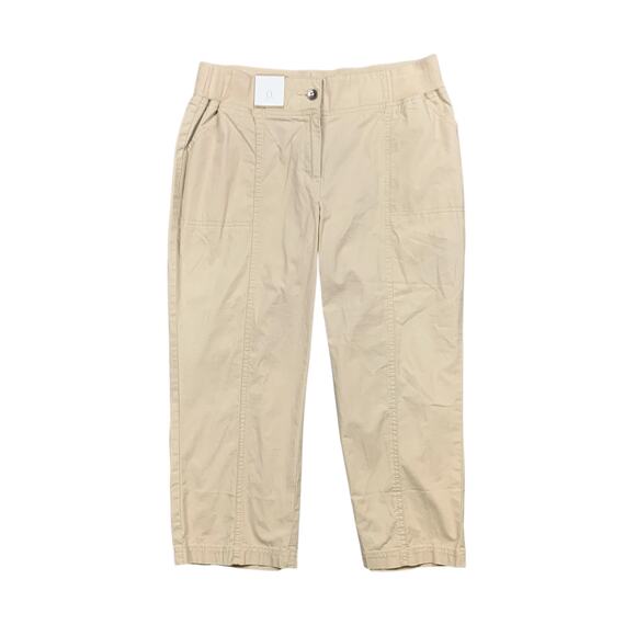 Chicos Pants Women 0 Khaki Fitigues Monette Capri Cropped Mid Rise Stretch Waist - Picture 1 of 13